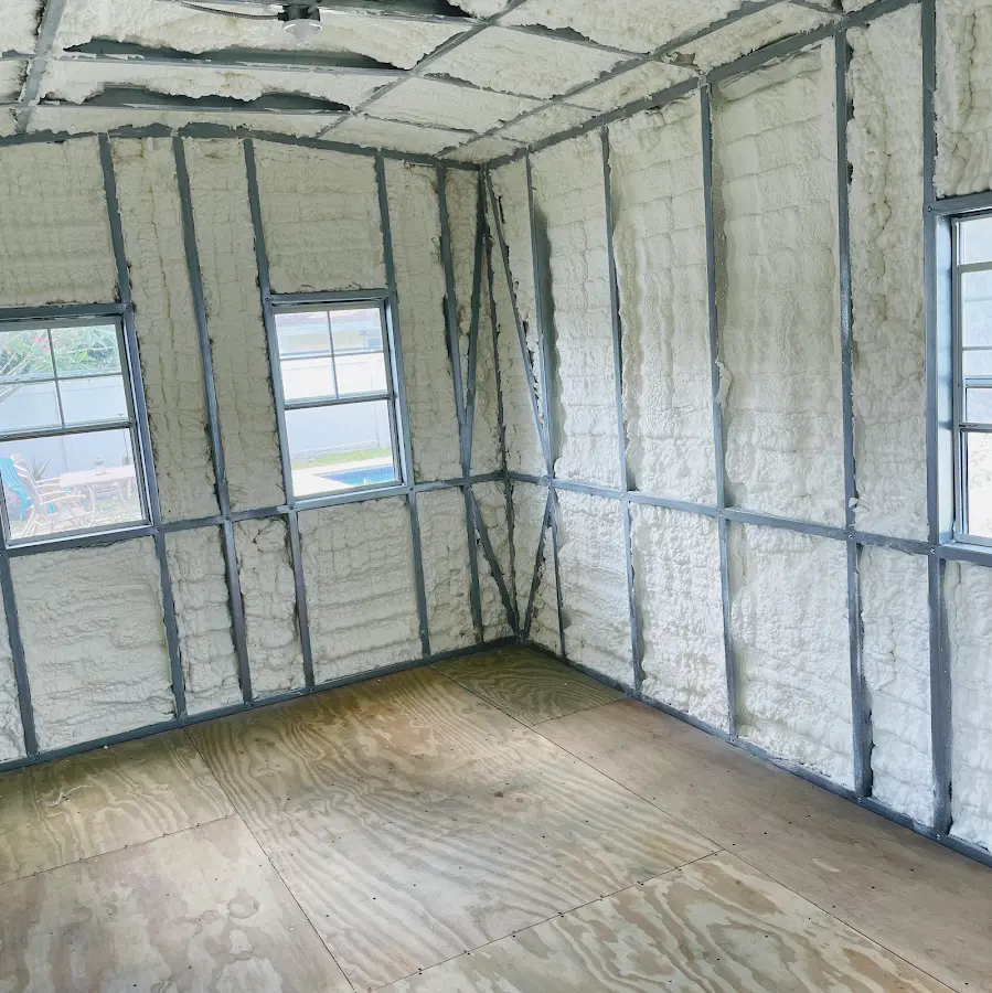 Closed-cell spray foam insulation applied to wall cavities in a residential project in West Jordan